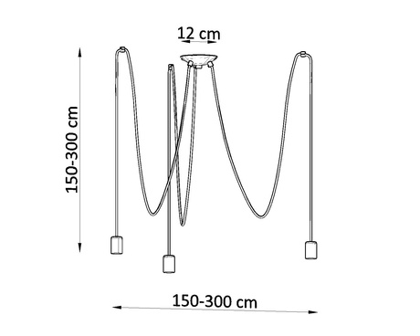 Hanging lamp EDISON 3 black + 3x LED Light Bulb E27 4000K Cool White 7.5W 650lm