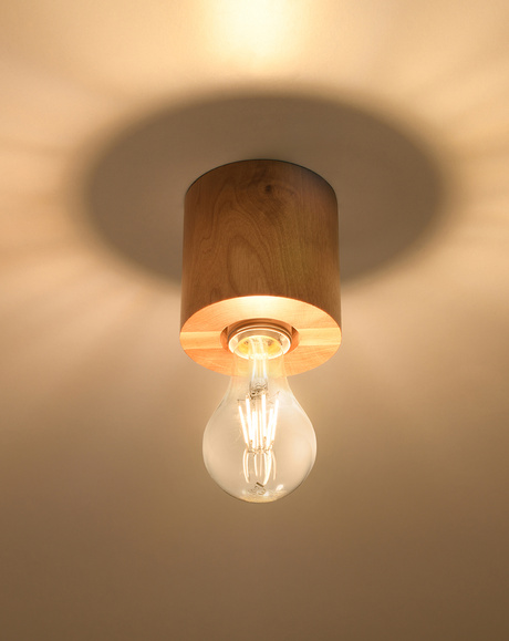 Ceiling lamp SALGADO natural wood + 1x LED Bulb E27 3000K Warm 7.5W 620lm