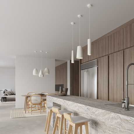 Ceramic pendant lamp BUKANO white + 1x LED Bulb E27 4000K Cool White 7.5W 650lm