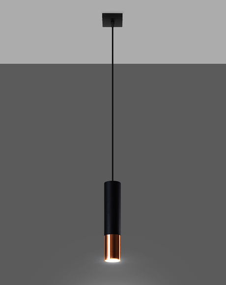 Hanging Lamp LOOPEZ 1 black/copper + 1x LED Bulb GU-10 4000K Cool White 7W 630lm