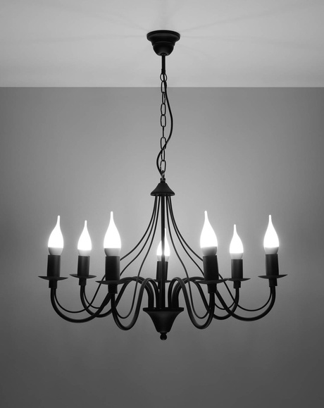 Chandelier MINERWA 7 black + 7x LED Bulb E14 3000K Warm 7.5W 620lm
