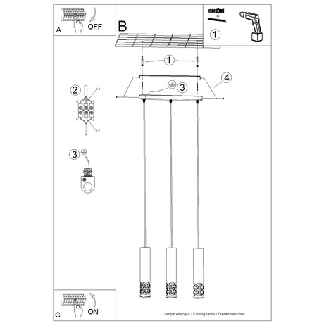 Pendant lamp LIRO 3L white