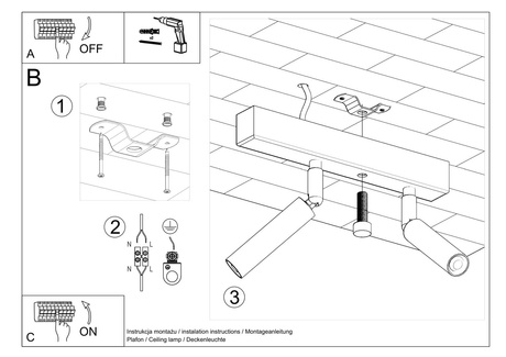 Ceiling lamp EYETECH 2 black + 2x LED Bulb G9 3000K Warm 4.5W 510lm.