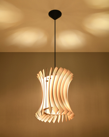 Hanging lamp ORIANA natural wood + 1x LED bulb E27 3000K Warm 7.5W 620lm