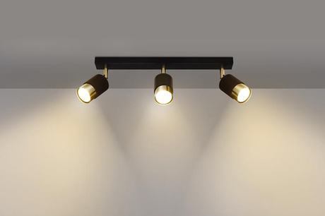 Ceiling lamp NERO 3 black/gold + 3x LED Bulb GU-10 4000K Cool White 7W 630lm