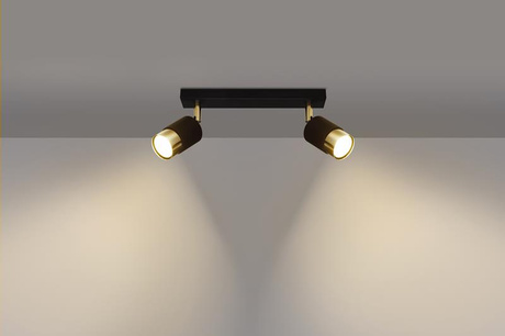 Ceiling lamp NERO 2 black/gold + 2x LED Bulb GU-10 3000K Warm 7W 620lm