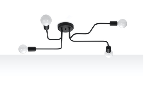 Chandelier VECTOR 4 black + 4x LED Bulb E27 3000K Warm 7.5W 620lm