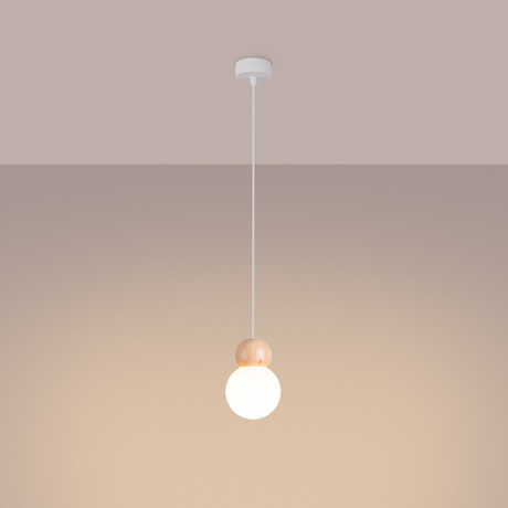 Ceiling pendant PEKKA 1 white/natural wood + 1x LED Bulb G9 3000K Warm 4.5W 450lm