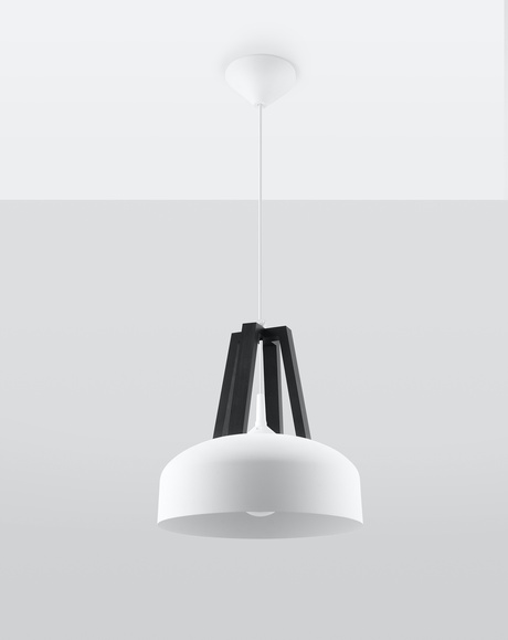 Hanging lamp CASCO white/black + 1x LED Bulb E27 3000K Warm 7.5W 620lm