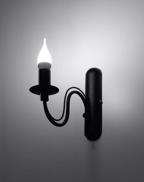 Wall lamp MINERVA black + 1x LED Bulb E14 4000K Cool White 7.5W 650lm