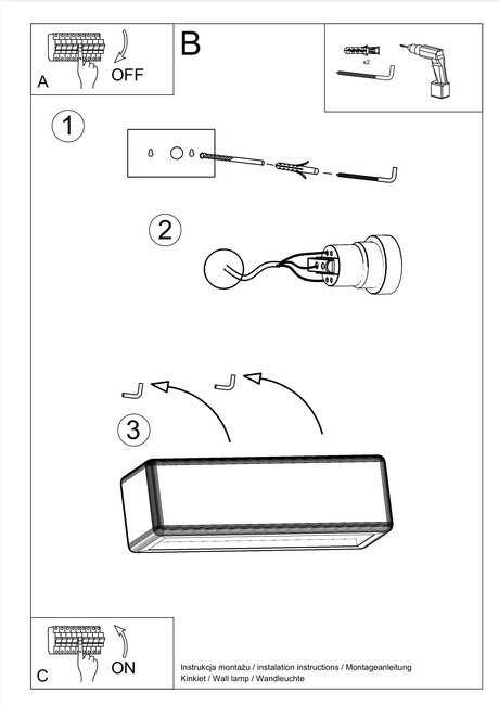 Data: Ceramic wall lamp SUBANI white + 1x LED bulb E27 4000K Cool White 7.5W 650lm