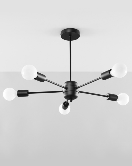 Chandelier LANGO 5 black + 5x LED Bulb E27 3000K Warm 7.5W 620lm
