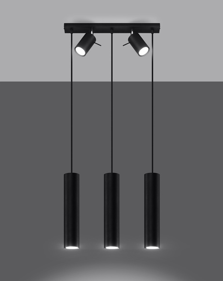 Hanging lamp RING 3 black + 5x LED Bulb GU-10 3000K Warm White 7W 620lm