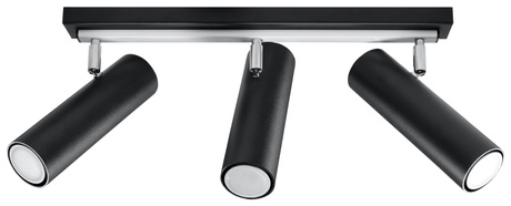 Ceiling lamp DIREZIONE 3 black + 3x LED Bulb GU-10 4000K Cool White 7W 630lm