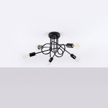 Chandelier SUPEŁ 5 black + 5X LED Bulb E27 3000K 7W 760lm