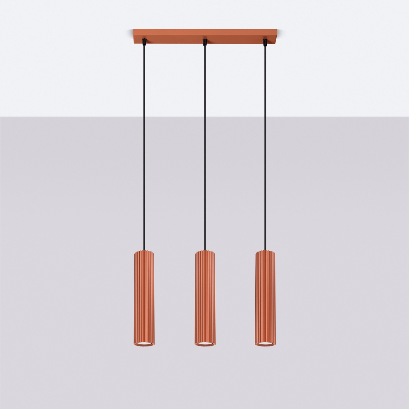 Pendant lamp KARBON 3L red ochre