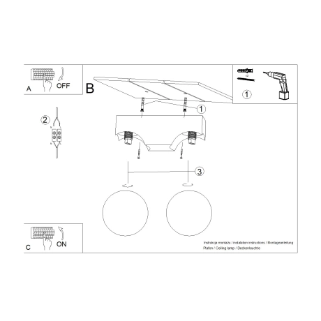 Ceiling lamp BULBO 2 natural wood