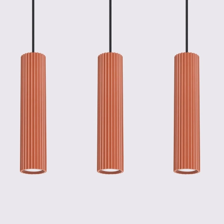 Pendant lamp KARBON 3L red ochre