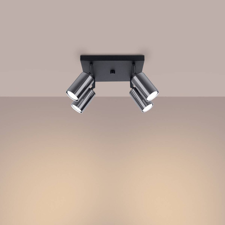 Ceiling lamp WINX 4 black/chrome + 4x LED Bulb GU-10 4000K Cool White 7W 530lm.