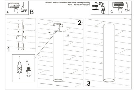 Ceiling lamp LAGOS 30 white + 1x LED Bulb GU-10 3000K Warm 7W 620lm