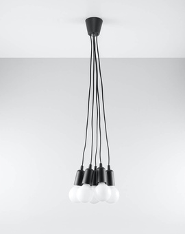 Ceiling pendant lamp DIEGO 5 black + 5x LED Bulb E27 4000K Cold White 7.5W 650lm