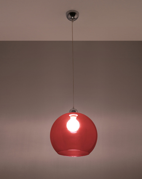 Hanging lamp BALL red + 1x LED Bulb E27 4000K Cool White 7.5W 650lm