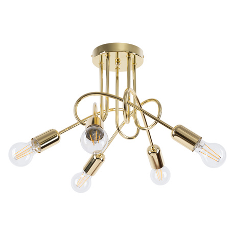 Chandelier SUPEŁ 5 in golden gloss + 5X LED Bulb E27 4000K Cool White 7.5W 690lm.