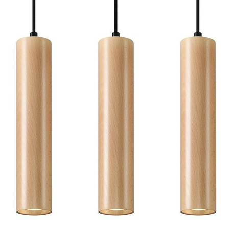 Hanging Lamp LINO 3 natural + 3x LED Bulb GU-10 3000K Warm 7W 620lm