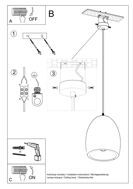 Hanging ceramic lamp FLAWIUSZ white + 1x LED Bulb E27 3000K Warm 7.5W 620lm