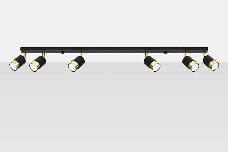 Ceiling lamp NERO 6 black/gold + 6x LED Bulb GU-10 4000K Cold 7W 630lm