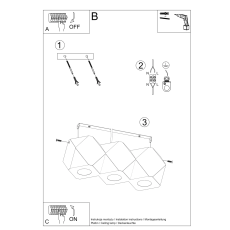 Ceiling lamp WOODY 3 natural wood