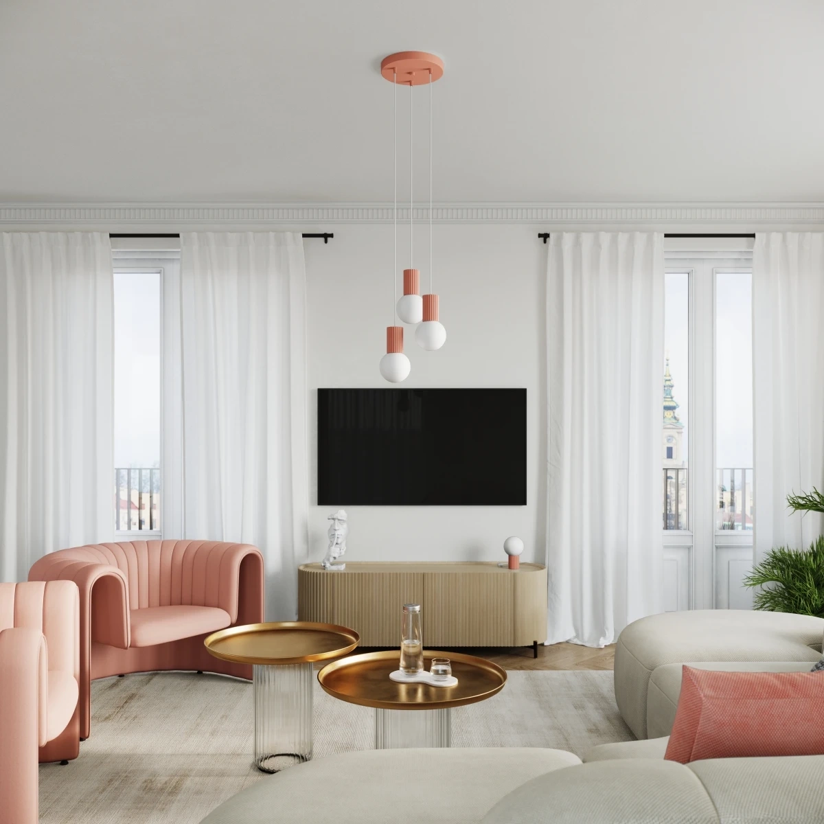 Pendant lamp HALO 1 peach