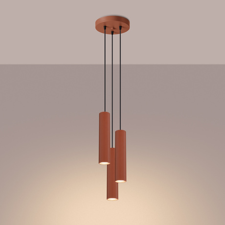 Pendant lamp KARBON 3P red ochre