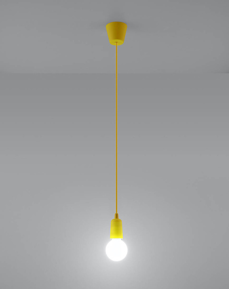 Hanging lamp DIEGO 1 yellow + 1x LED Bulb E27 4000K Cool White 7.5W 650lm