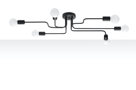 Chandelier VECTOR 6 black + 6x LED Bulb E27 3000K Warm 7.5W 620lm