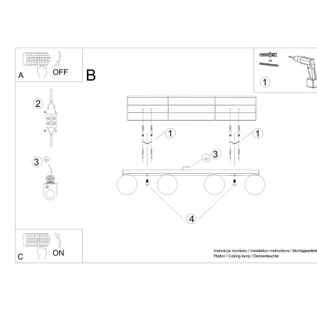 Ceiling lamp YOLI 4 black