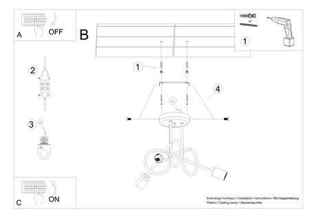 Chandelier SUPEŁ 3 black = 3X LED Bulb E27 3000K 7W 760lm