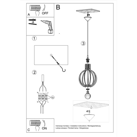 Pendant lamp ARANCIA natural wood
