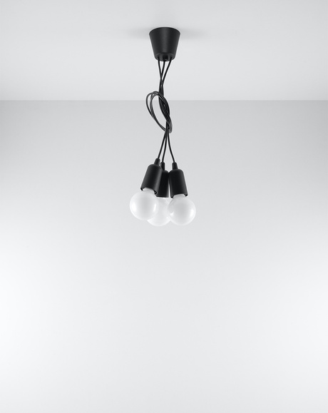 Ceiling lamp DIEGO 3 black + 3x LED Bulb E27 3000K Warm 7.5W 620lm