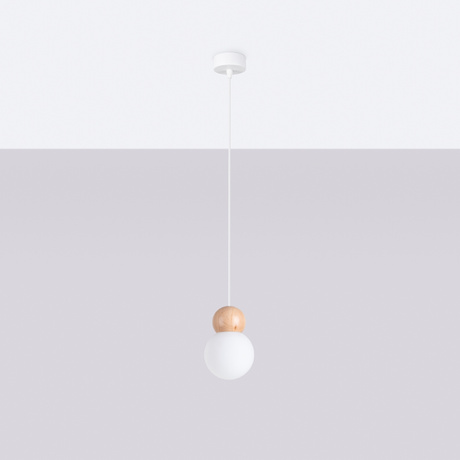 Hanging lamp PEKKA 1 white/natural wood + 1x LED Bulb G9 4000K Cool White 4.5W 460lm