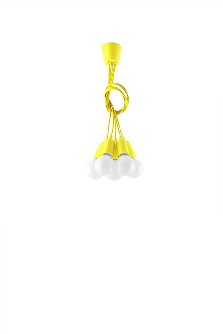 Hanging lamp DIEGO 5 yellow + 5x LED Bulb E27 3000K Warm 7.5W 620lm