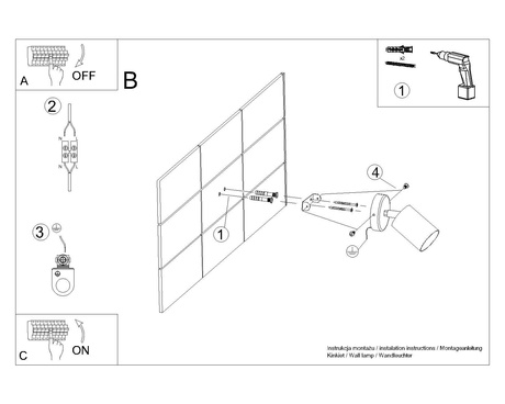 Wall lamp LEMMI 1 white + 1x LED Bulb GU-10 4000K Cool White 7W 530lm