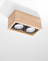 Ceiling lamp QUATRO 2 in natural wood + 2x LED bulb GU10 AR111 3000K WARM 12W 800lm