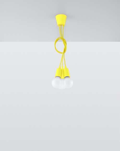 Hanging lamp DIEGO 3 yellow + 3x LED Bulb E27 4000K Cool White 7.5W 650lm