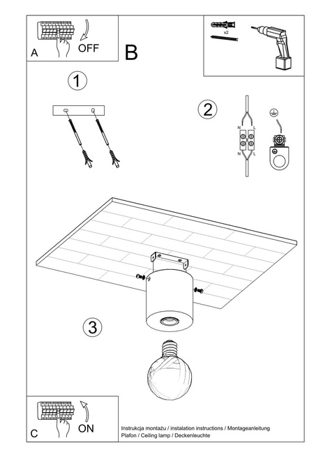 Ceiling lamp SALGADO natural wood + 1x LED Bulb E27 3000K Warm 7.5W 620lm