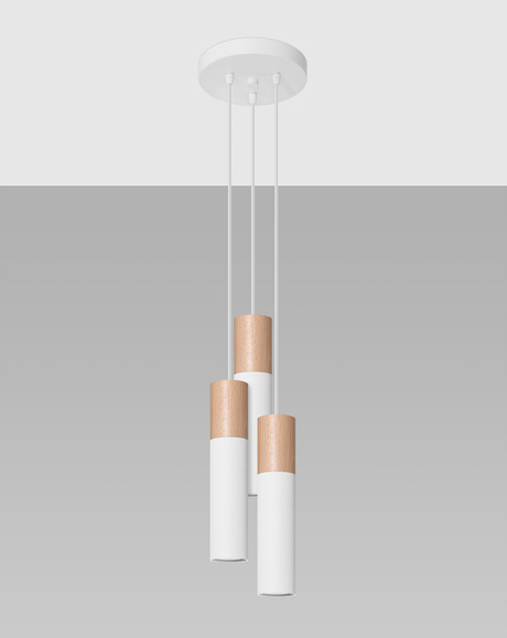 Hanging Lamp PABLO 3P in white + 3x LED Bulb GU-10 3000K Warm 7W 620lm