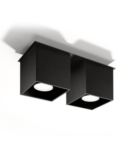 Ceiling lamp QUAD 2 black + 2x LED Bulb GU-10 3000K Warm White 7W 620lm