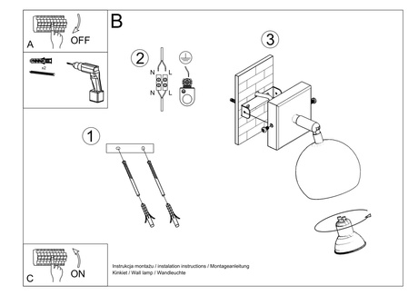 Wall lamp OCULARE 1 white + 1x LED Bulb GU-10 3000K Warm 7W 620lm