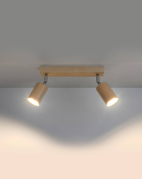 Ceiling lamp BERG 2 natural wood + 2x LED Bulb GU-10 4000K Cool White 7W 630lm