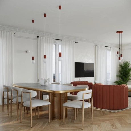 Pendant lamp HALO 3P red ochra